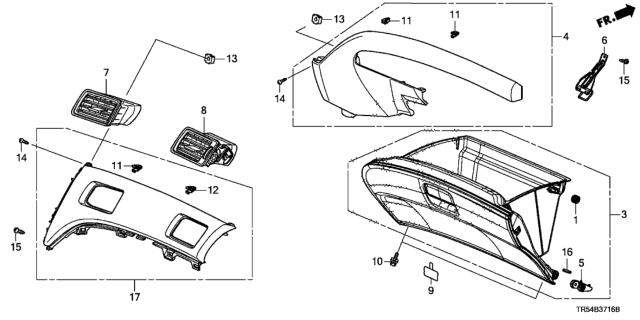 2013 Honda Civic 4 Door GX KA 5AT Instrument Panel Garnish (Passenger Side) Diagram