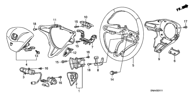 2007 Honda Civic Steering Wheel (SRS) (2.0L) Diagram