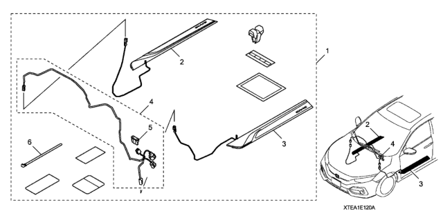 2021 Honda Civic 5 Door EX KA CVT Illuminated Door Sill Trim Diagram
