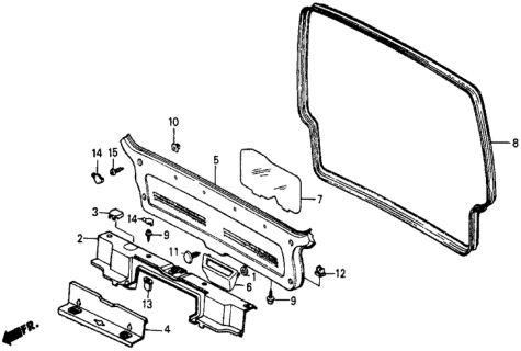 1987 Honda Civic 5 Door 4WD KA 5MT Tailgate Lining Diagram