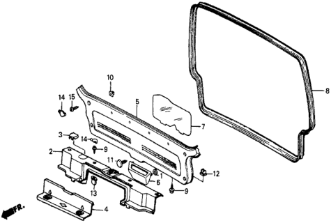 1985 Honda Civic Lining, RR. Panel *R41L* (MEEK RED) Diagram for 83861-SD9-020ZF