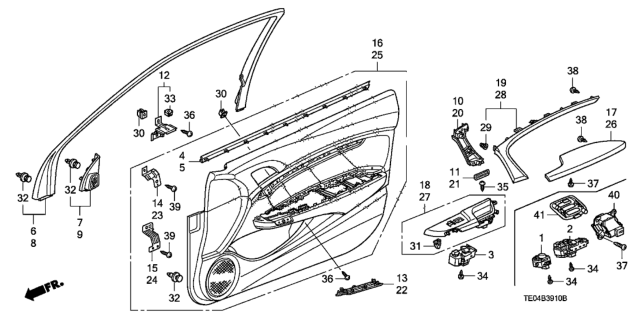 2008 Honda Accord 2 Door EX-L KA 5MT Front Door Lining Diagram