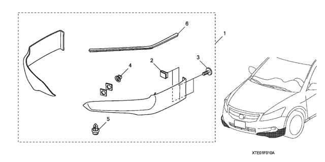 2011 Honda Accord 2 Door EX KA 5MT Front Underbody Spoiler Diagram