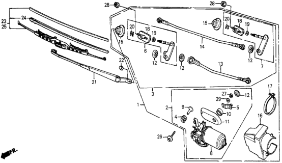 1984 Honda Civic Wiper Assy., Windshield Diagram for 38400-SB6-673