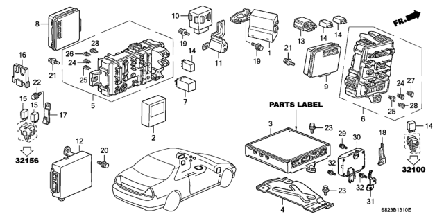 2001 Honda Accord Control Unit (Cabin) Diagram