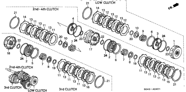 1997 Honda Civic Guide, Second & Fourth Clutch Diagram for 22610-P4P-000