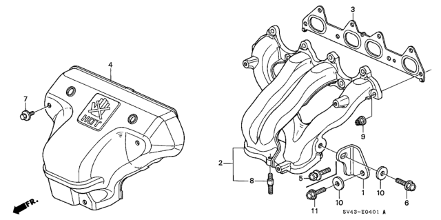 1997 Honda Accord Cover A, Exhuast Manifold Diagram for 18120-P0H-A00