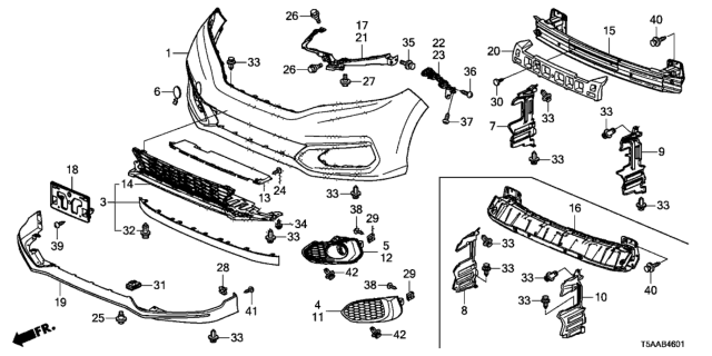 2020 Honda Fit Garnish, Left Front Foglight Diagram for 71108-T5R-A60