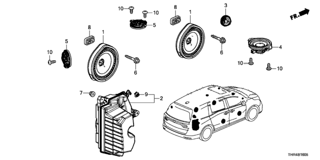 2020 Honda Odyssey Speaker Assembly, Subwoofer (Pioneer) Diagram for 39120-THR-A01