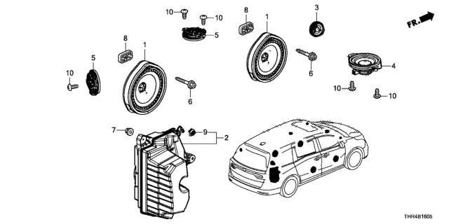 2019 Honda Odyssey Speaker Assembly, Tweeter (Base) (Pioneer) Diagram for 39120-THR-A21