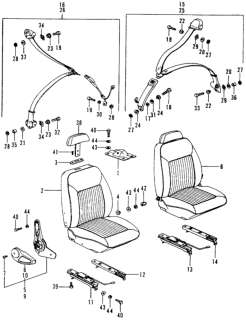 1973 Honda Civic 3 Door ** (1200) ** 4MT Front Seat - Seat Belt Diagram