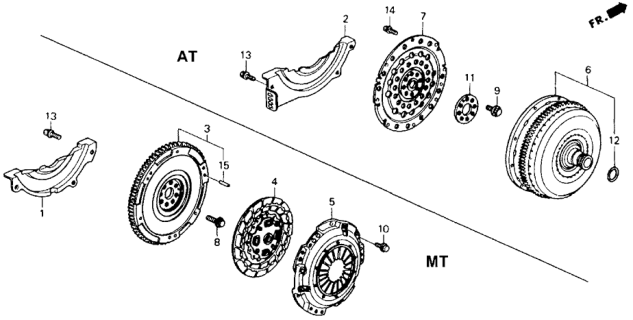 1993 Honda Accord 4 Door EX KA 5MT Clutch - Torque Converter Diagram