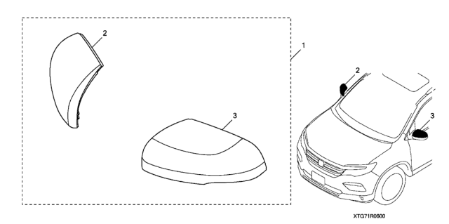 2020 Honda Pilot Door Mirror Cover (Chrome) Diagram