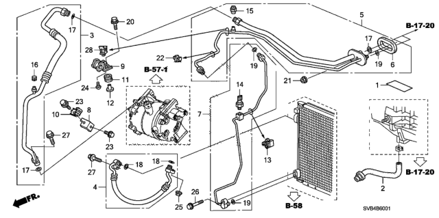 2011 Honda Civic 2 Door SI (HPT) KA 6MT A/C Hoses - Pipes Diagram