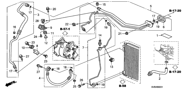 2010 Honda Civic A/C Hoses - Pipes Diagram