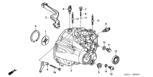 2000 Honda Insight 3 Door DX (A/C) KA 5MT Transmission Housing Diagram