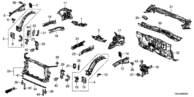 2018 Honda Civic Dashboard Lower C Diagram for 61500-TBA-A10ZZ