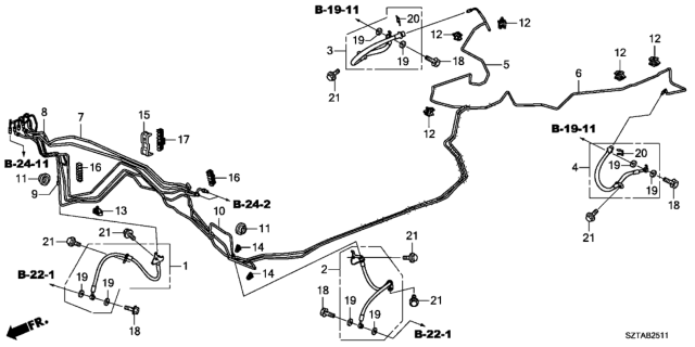 2016 Honda CR-Z Pipe U, Brake Diagram for 46374-SZT-A00