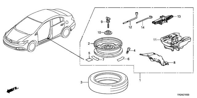 2013 Honda Civic Temporary Wheel Kit Diagram