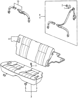 1983 Honda Accord Seat Belt Assy., RR. Center *YR82L* (ARK TAN) Diagram for 786A5-SA5-Z02ZD