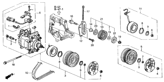 1998 Honda Civic A/C Compressor (Sanden) Diagram 2