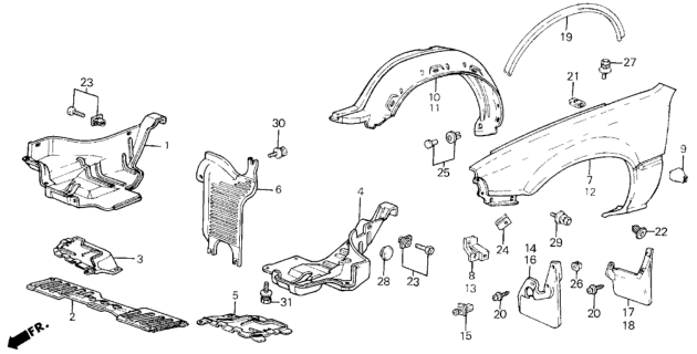 1985 Honda Civic 3 Door ** (1300) KH 4MT Front Fender Diagram