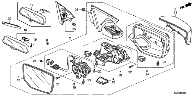 2012 Honda Accord Mirror, Passenger Side (R1400) Diagram for 76203-TA0-A01