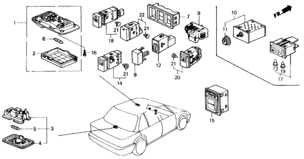 1990 Honda Civic Light Assembly, Interior (Smooth Red) Diagram for 34250-SH4-A01ZD