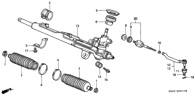 1999 Honda Accord End Set, Rack Diagram for 53010-S87-A01