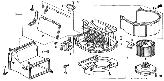 1999 Honda Civic 2 Door EX (ABS) KA 4AT Heater Blower Diagram