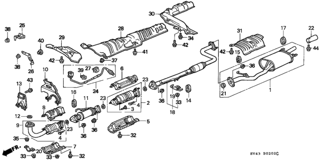 1996 Honda Accord Converter Diagram for 18160-P0J-L01