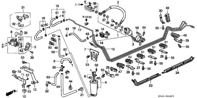 1996 Honda Accord Hose, Fuel Feed Diagram for 16720-P0A-A02