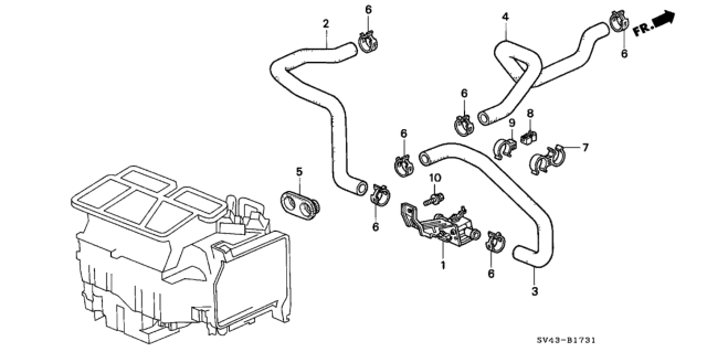1995 Honda Accord Hose A, Water Inlet Diagram for 79721-SV7-A00