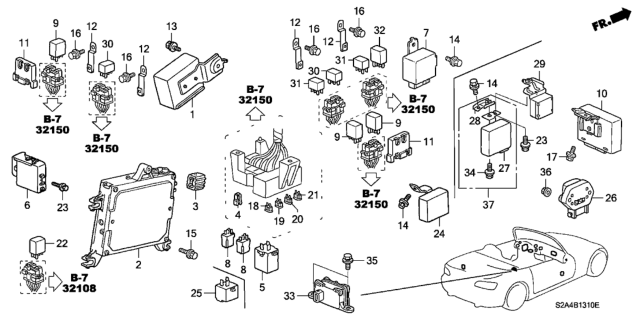 2004 Honda S2000 Control Unit (Cabin) Diagram