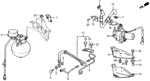 1991 Honda Prelude Bracket, Hose End Diagram for 57385-SF1-801