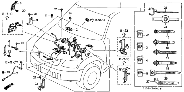 2000 Honda CR-V Wire Harness, Engine Diagram for 32110-PHK-A50