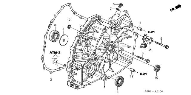 2003 Honda Civic Gasket, Flywheel Case Diagram for 21811-PZC-000