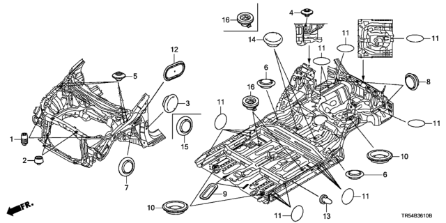 2012 Honda Civic 4 Door GX (NAVIGATION) KA 5AT Grommet (Front) Diagram
