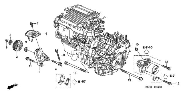 2003 Honda Civic 4 Door MX (HYBRID) KA CVT Idle Pulley Diagram