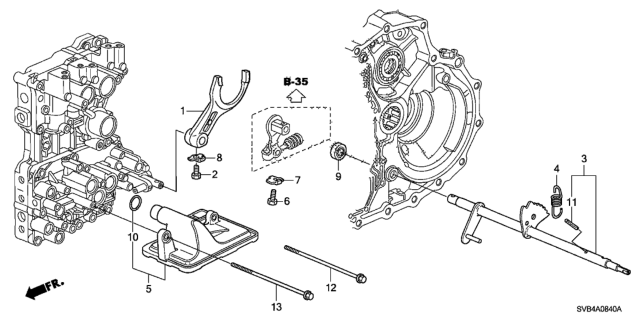 2010 Honda Civic AT Shift Fork Diagram