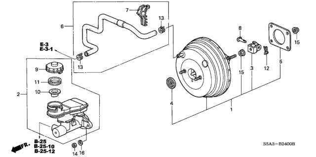 2001 Honda Civic Brake Master Cylinder  - Master Power Diagram