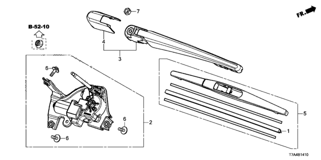 2020 Honda HR-V Motor Assembly, Rear Windshield Wiper Diagram for 76700-T7W-A01