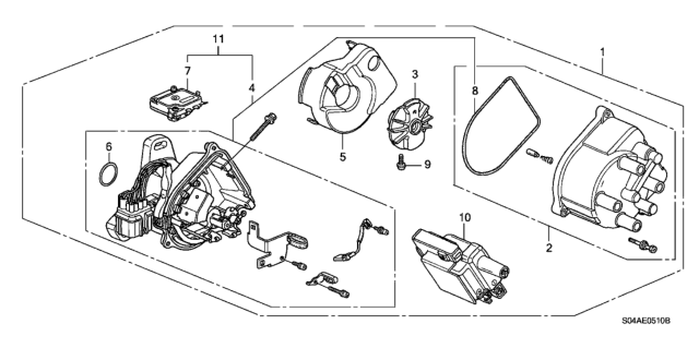 1999 Honda Civic Distributor (TEC - Weastec) Diagram