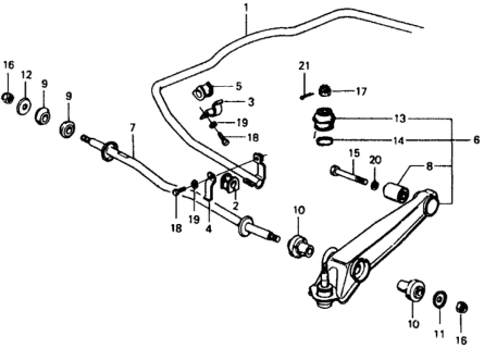 1979 Honda Civic 2 Door ** (1200) ** 4MT Stabilizer Spring - Front Lower Arm Diagram