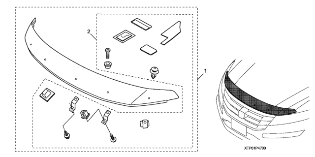 2012 Honda Crosstour Hood Air Deflector Diagram