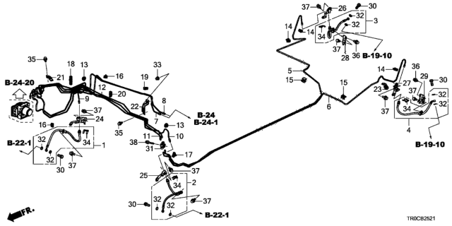 2014 Honda Civic Brake Lines (1.8L) (Disk) Diagram