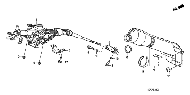 2008 Honda Pilot Cover, Steering Joint Diagram for 53320-S3V-A00