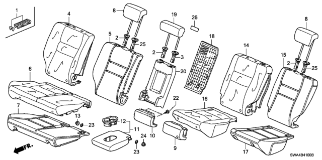 2010 Honda CR-V 5 Door EX-L (4WD) KA 5AT Rear Seat Diagram