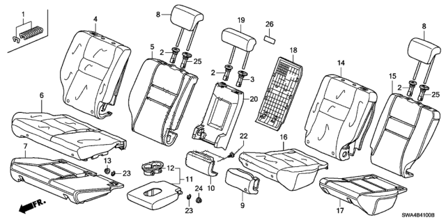 2010 Honda CR-V Pad Assembly, Right Rear Seat-Back Diagram for 82127-SWA-A01