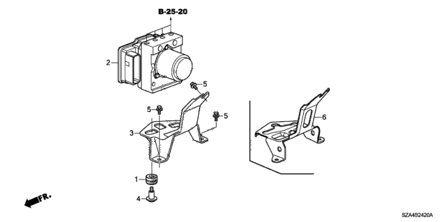 2009 Honda Pilot Bracket, Modulator Diagram for 57115-SZA-A10